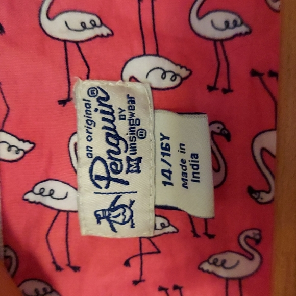 Original Penguin Collared Button Up Flamingo Print Top 14-16Y - Picture 5 of 6